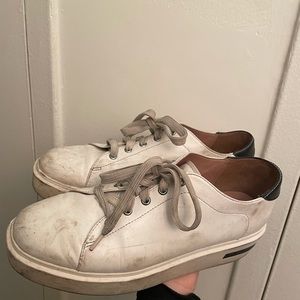 LINEA PAOLO Black and White Leather Sneakers 8.5